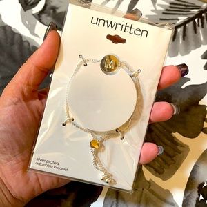 Unwritten “M” Initial Bolo Slider Bracelet